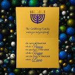 Design In Hanukkah Card Scrolly Gold Feiertagskarte<br><div class="desc">Unterkunft thematisch von Umua entworfen. Gedruckt und ausgeliefert von Zazzle oder ihren Partnern.</div>