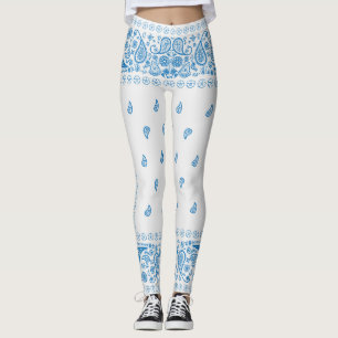Design in Weiß und Blau (Paisley) Leggings