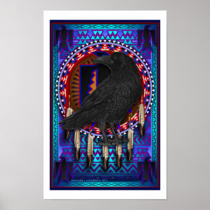 Design-Kunst des amerikanischen Spirit Animal Crow Poster