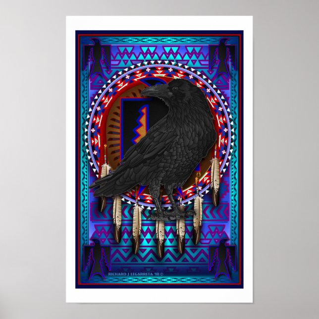 Design-Kunst des amerikanischen Spirit Animal Crow Poster (Vorne)