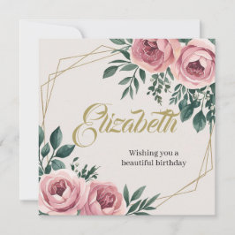 Design mit Aquarell-Blume und Goldakzenten Feiertagskarte