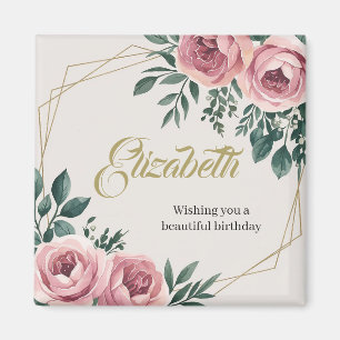 Design mit Aquarell-Blume und Goldakzenten Magnet