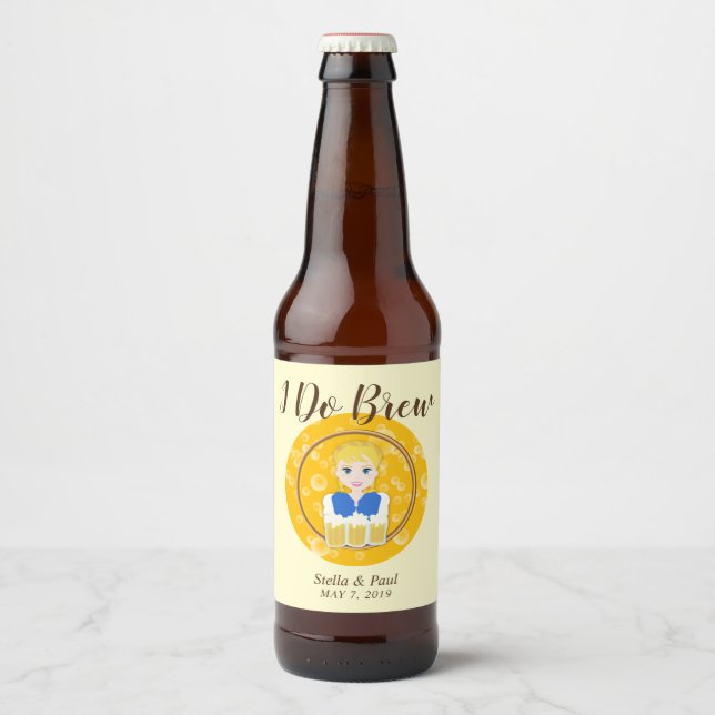 Design mit einem netten Girl Servierbär Bierflaschenetikett (Vorderseite)