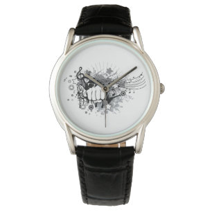 Design mit Faust, Sternen und Notenuhren Armbanduhr