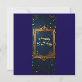 Design mit goldenem Rahmen auf marineblau