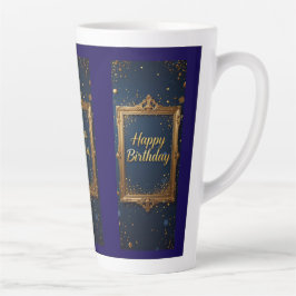 Design mit goldenem Rahmen auf marineblau Milchtasse