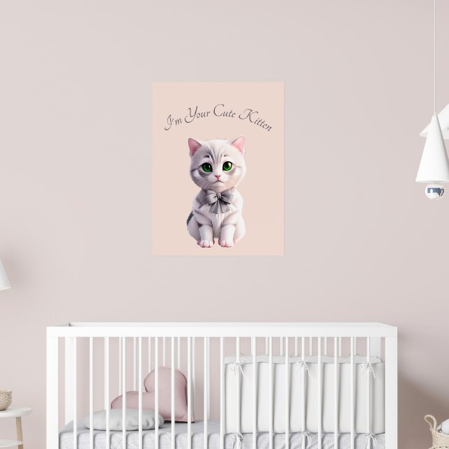 Design mit niedlichem grauem Kätzchen Poster (Kinderzimmer 2)