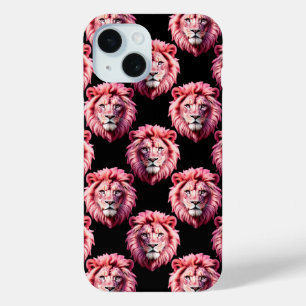 Design mit rosa Löwenkopf-Tiermuster - Schwarz Case-Mate iPhone Hülle