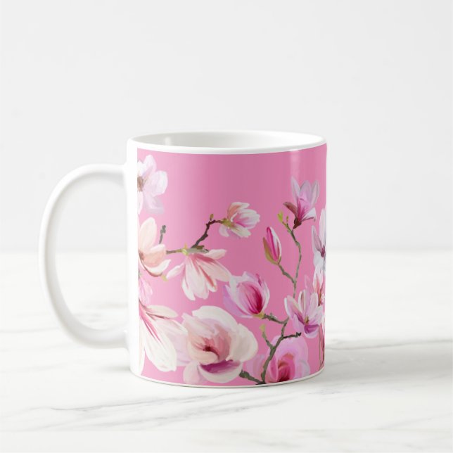 Design mit rosa Sakura-Blüten  Kaffeetasse (Links)