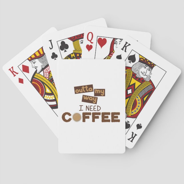 Design mit Text über meine Art, ich brauche Kaffee Spielkarten (Rückseite)