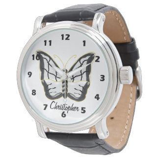 Design mit weißem Schmetterling personalisiert Armbanduhr
