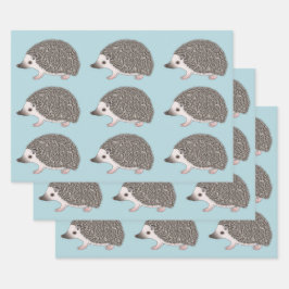 Design-Muster für afrikanische Pygmäen-Igel-Cartoo Geschenkpapier Set