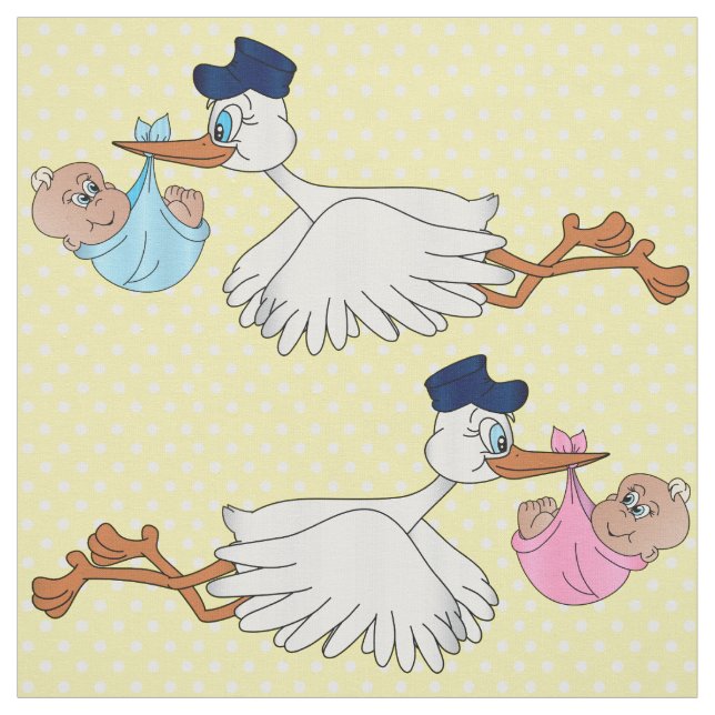 Design-Muster für Baby Girl and Boy Stork Stoff (Muster)