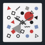 Design-Muster für Retro-Memphis Quadratische Wanduhr<br><div class="desc">Geometrisches Muster inspiriert durch den Memphis-Stil.</div>
