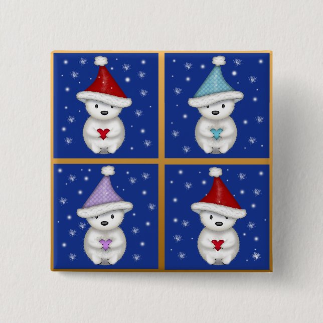 Design niedlicher Polarbären Button (Vorderseite)