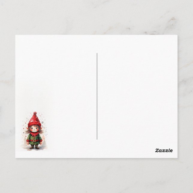 Design Niedlicher Weihnachtself Postkarte (Rückseite)