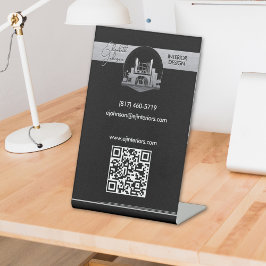 Design oder Architektur Logo Schwarz und Stahl Sockelschild