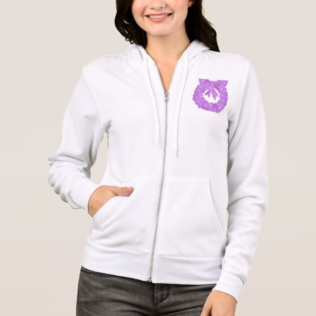 Design on Pocket : Frauen Fleece Raglan Zip Hoodi Hoodie (Vorderseite)