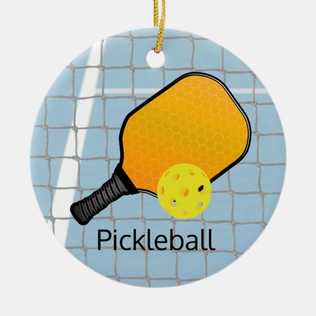 Design-Ornament des Pickleball Ball Paddels Keramik Ornament (Vorne)