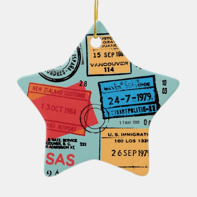 Design-Ornament für Passport-Briefmarke Keramikornament (Vorne)