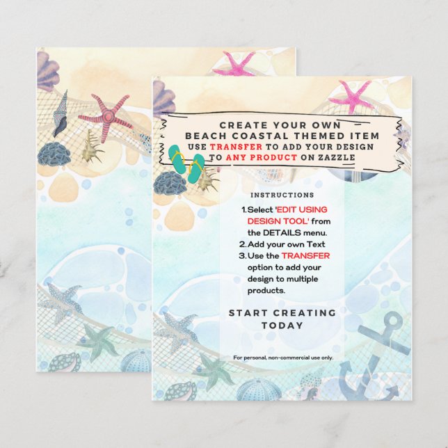 Design Own Beach Coast Nautical Event Einladung (Vorne/Hinten)