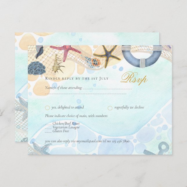 Design Own Beach Coast Nautical Event Einladung Postkarte (Vorne/Hinten)