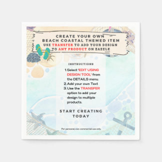 Design Own Beach Coastal Nautical Partyware Serviette
