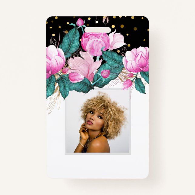 Design Own Pink Floral Event Business Stationery Ausweis (Vorderseite)