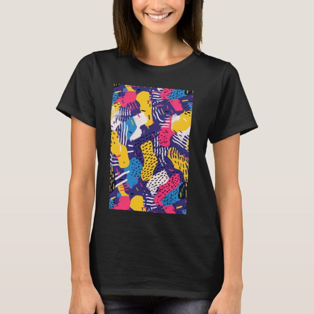 Design Retrowave Muster Art Retro T-Shirt (Vorderseite)