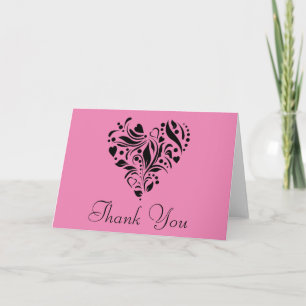 Design Rosa und Schwarzes Herz Vielen Dank Dankeskarte