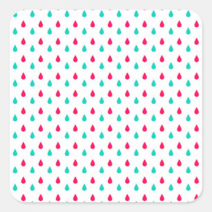 Design Rot, Weiß und Blau von Regentropfen Quadratischer Aufkleber