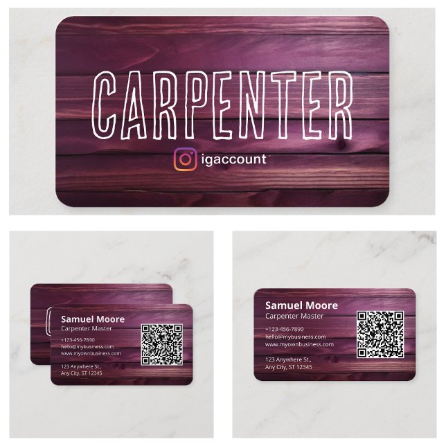 Design Rustikaler Carpenter QR Code Holzbearbeitun Visitenkarte (Design Rustic Carpenter QR Code Woodworking Business Card
)