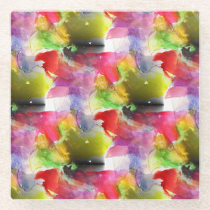 Design Textur rot, gelbe Aquarell Glasuntersetzer