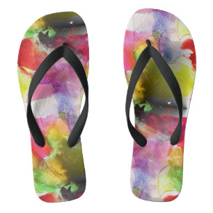 Design-Textur rot, gelbe Wasserfarbe Flip Flops