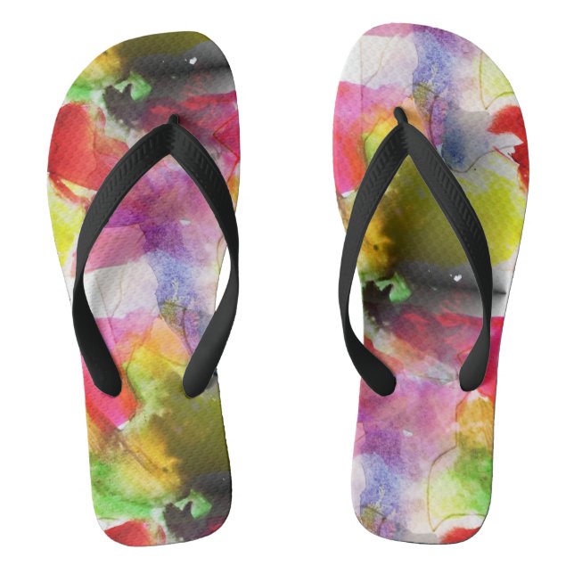 Design-Textur rot, gelbe Wasserfarbe Flip Flops (Fußbett)