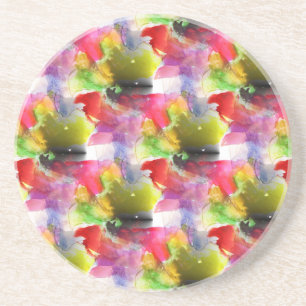 Design-Textur rot, gelbe Wasserfarbe Getränkeuntersetzer