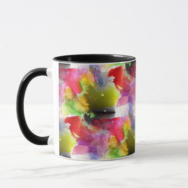 Design-Textur rot, gelbe Wasserfarbe Tasse (Links)
