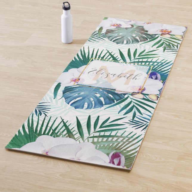 Design tropischer Blätter und orchid-Blume Yogamatte (Beispiel)