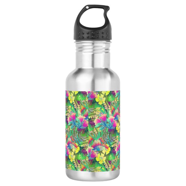 Design tropischer Blume Edelstahlflasche (Vorderseite)