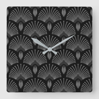 Design-Uhr für Schwarz und Silber Art Deco Lüfter Quadratische Wanduhr