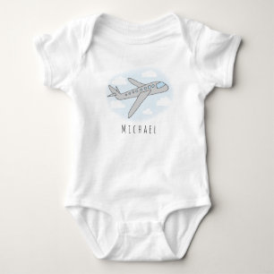 Design und Name des Niedlichen Blue-Airplane-Trans Baby Strampler