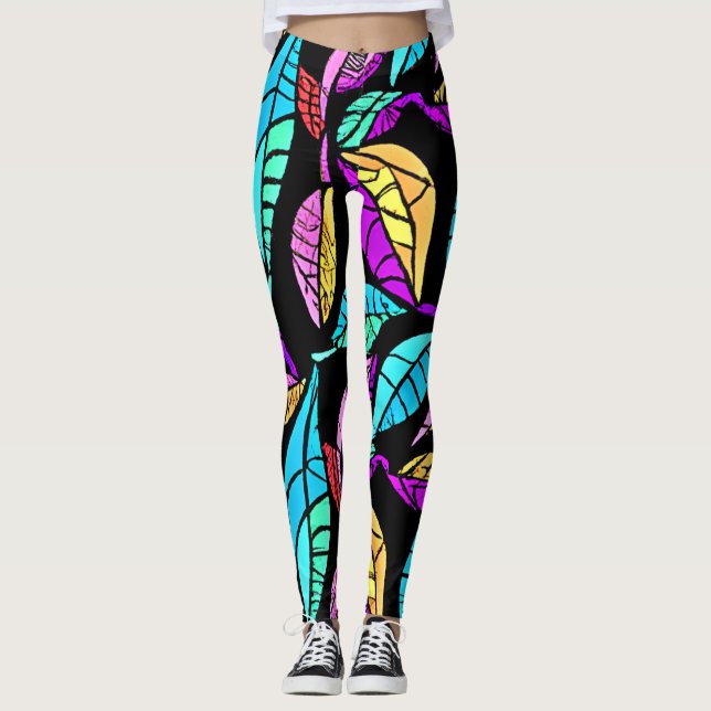 Design von Blätter aus festem Glas Leggings (Vorderseite)