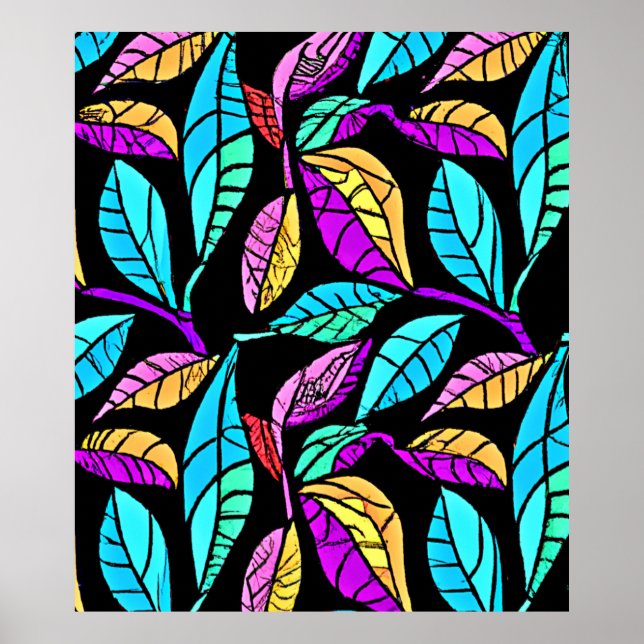 Design von Blätter aus festem Glas Poster (Vorne)