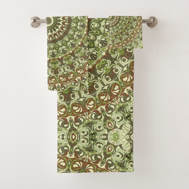 Design von Earthy Green und Brown Mandala Badhandtuch Set (Insitu)