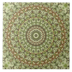 Design von Earthy Green und Brown Mandala Fliese