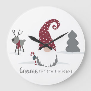 Design von Gnome und Reindeer skandinavisches Tomt Große Wanduhr