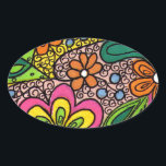 Design von Hippie-Blume Ovaler Aufkleber<br><div class="desc">Design von Hippie-Blume</div>