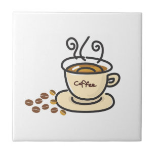 Design von Kaffeebechern und Kaffeebohnen Fliese