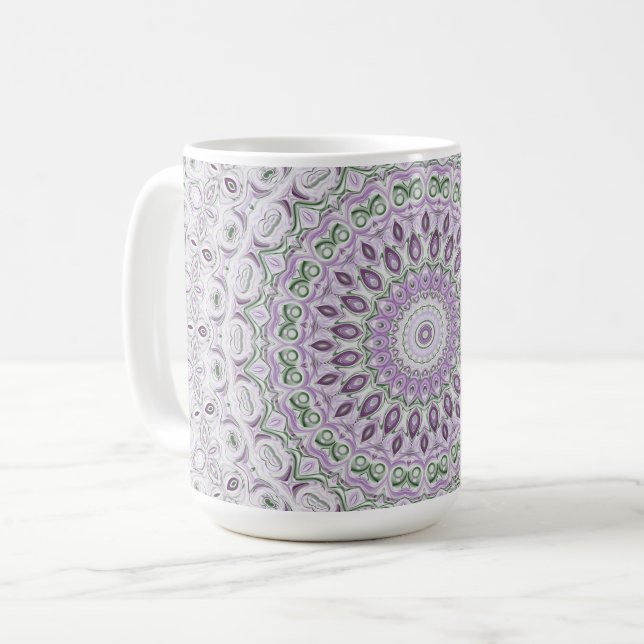 Design von Lavendel und Green Mandala Kaffeetasse (Vorderseite Links)