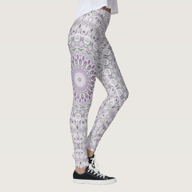 Design von Lavendel und Green Mandala Leggings (Rechts)